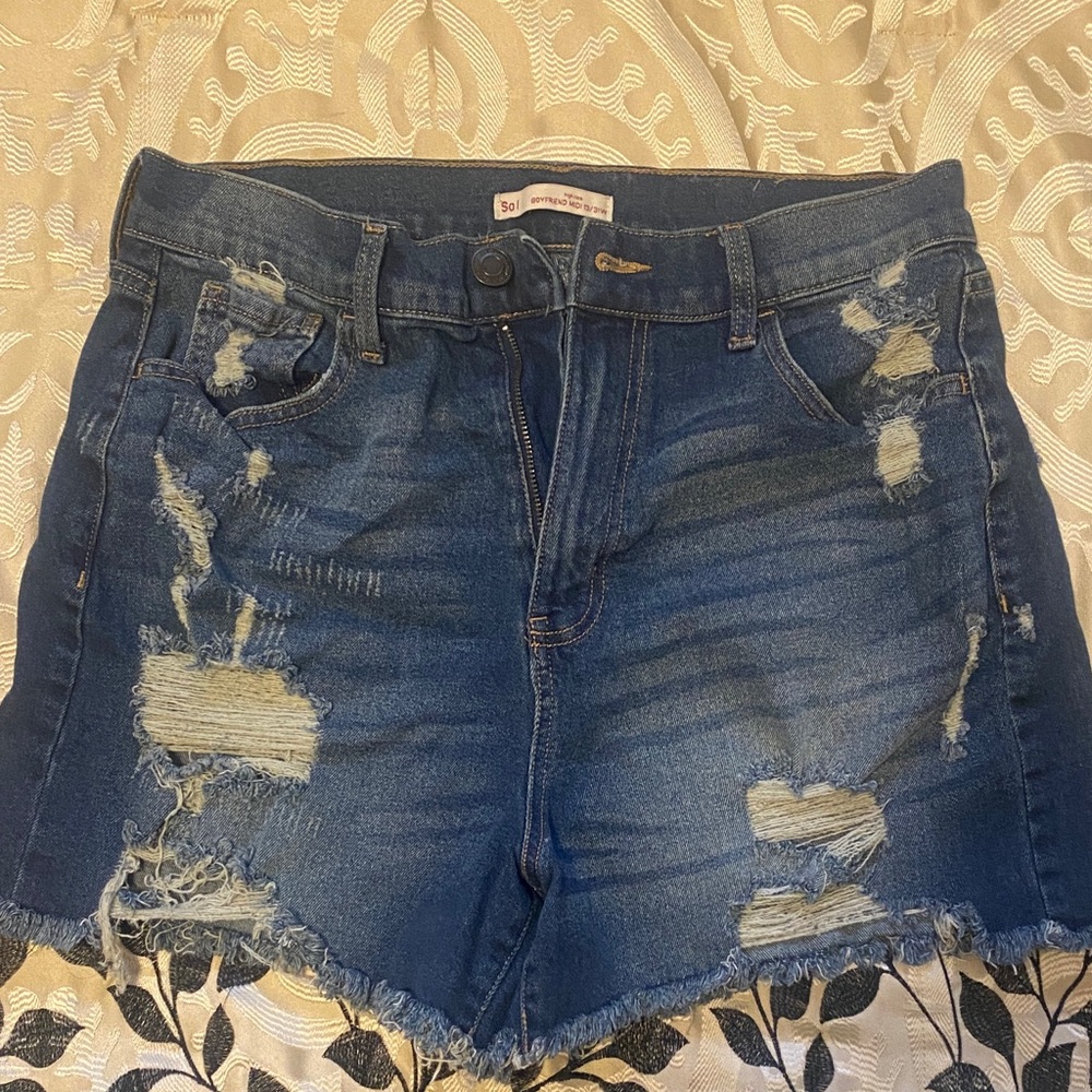 SO Blue Distressed Jean Shorts